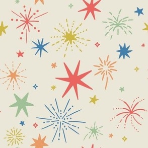 Fireworks Celebration - Ecru, Medium Scale