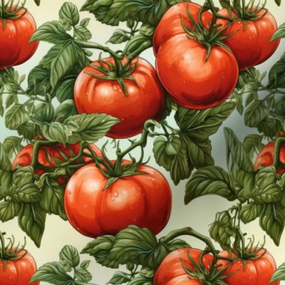 Medium Scale Tomato Vines Fresh Red Summer Fruits and Vegetables