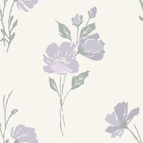 JUMBO // Summer Flutter Floral // Summertime Botanical Flora Nature // Cottagecore Flowers // Lavender Purple // Sage Green // Indigo Blue // Cream
