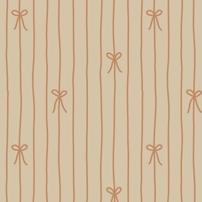Lines and Bows in Cream, Tan - medium 