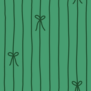 Lines and Bows in Dark Green - large