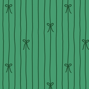 Lines and Bows in Dark Green - medium 