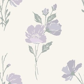 Medium // Summer Flutter Floral // Summertime Botanical Flora Nature // Cottagecore Flowers // Lavender Purple // Sage Green // Indigo Blue // Cream