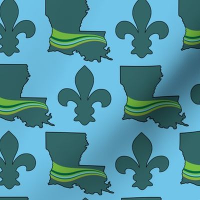 Louisiana Green Wave Fleur De Lis large