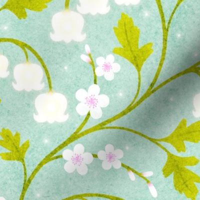 May Birthflower Lily of the Valley _ Hawthorne Mint Green Large Scale