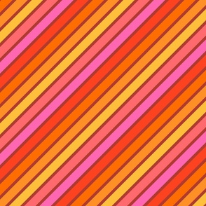Retro Diagonal Stripes in Orange + Pink
