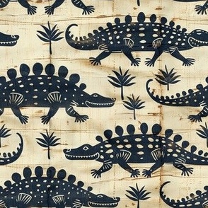 African mud cloth crocodiles