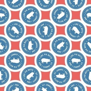 I Like Pig Butts, Summer cookout fabric - Red White and Blue, Medium Scale
