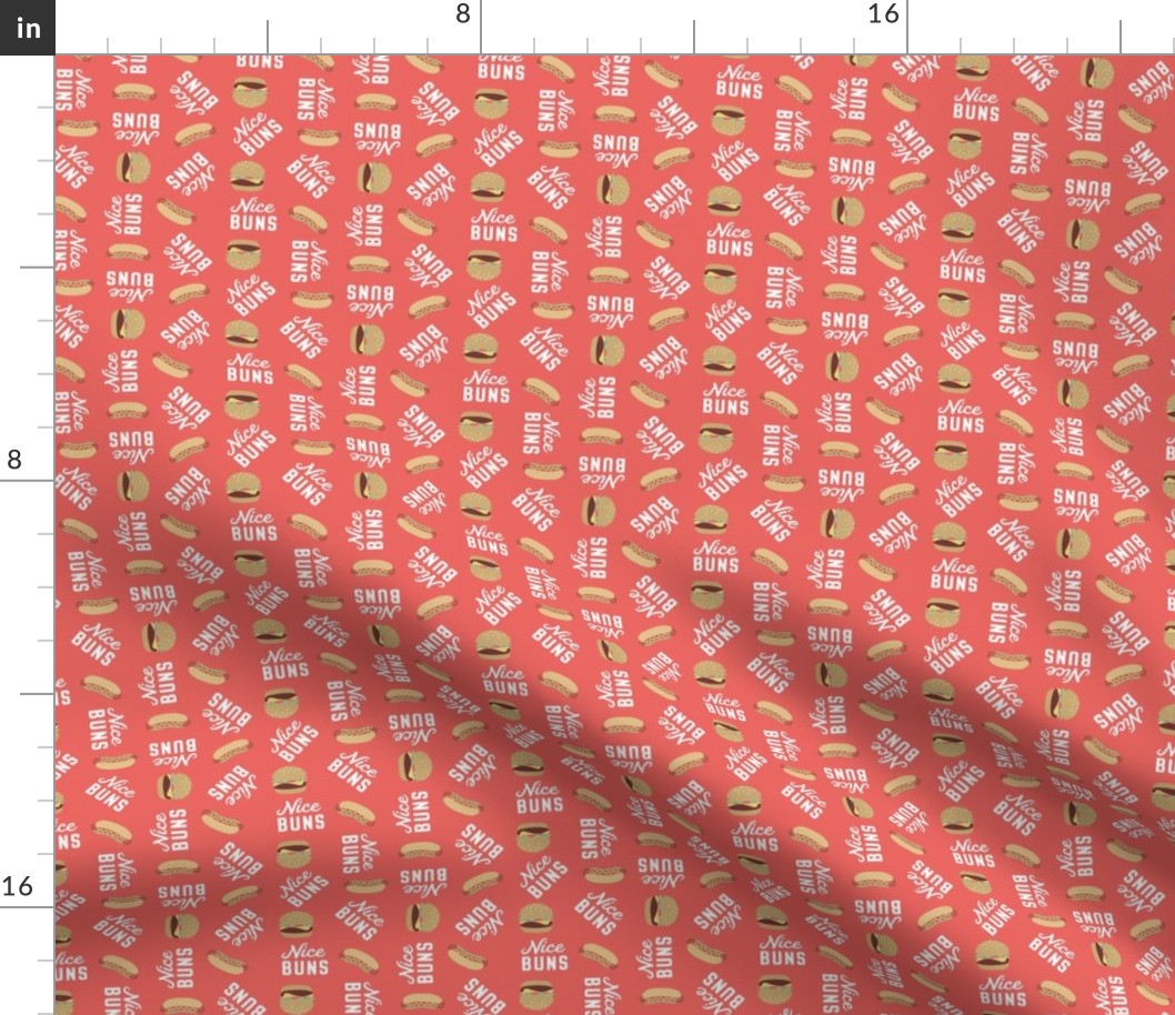 Nice Buns Novelty Fabric - Red, Small Scale