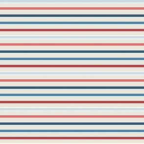 Summer Patriotic Stripe - Ecru, Small Scale