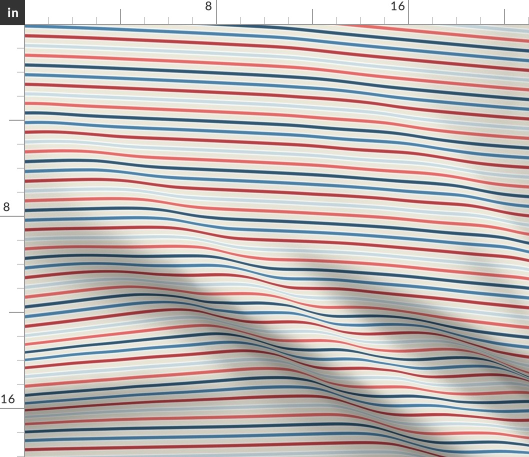 Summer Patriotic Stripe - Ecru, Small Scale