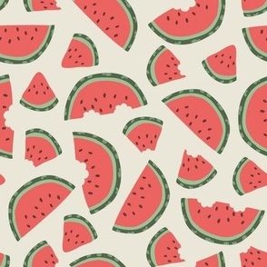 Watermelon - Ecru, Medium Scale