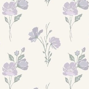 Small // Summer Flutter Floral // Summertime Botanical Flora Nature // Cottagecore Flowers // Lavender Purple // Sage Green // Indigo Blue // Cream