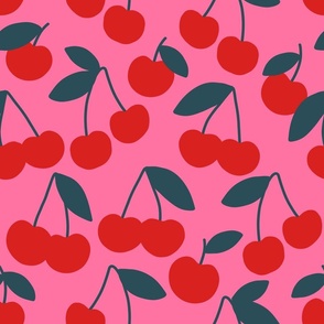 Large - Minimalist Cherry Pattern (red/pink/teal green)