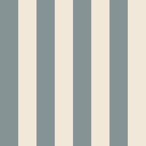 (Large) Awning Beach Stripes - Vintage Dark Dusty Silver Blue Grey