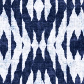 Sound-wave Diamond Ripple Linen Texture Navy Blue Cotton Wash
