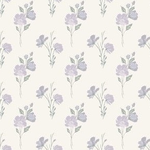 Mini // Summer Flutter Floral // Summertime Botanical Flora Nature // Cottagecore Flowers // Lavender Purple // Sage Green // Indigo Blue // Cream