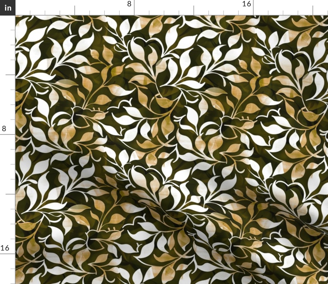 Verdant Olive Leaves Watercolor Pattern