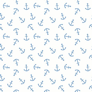 Blue coastal anchors, tossed