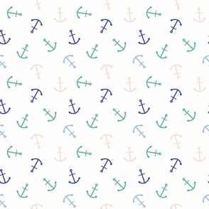 Multicolor coastal anchors, tossed