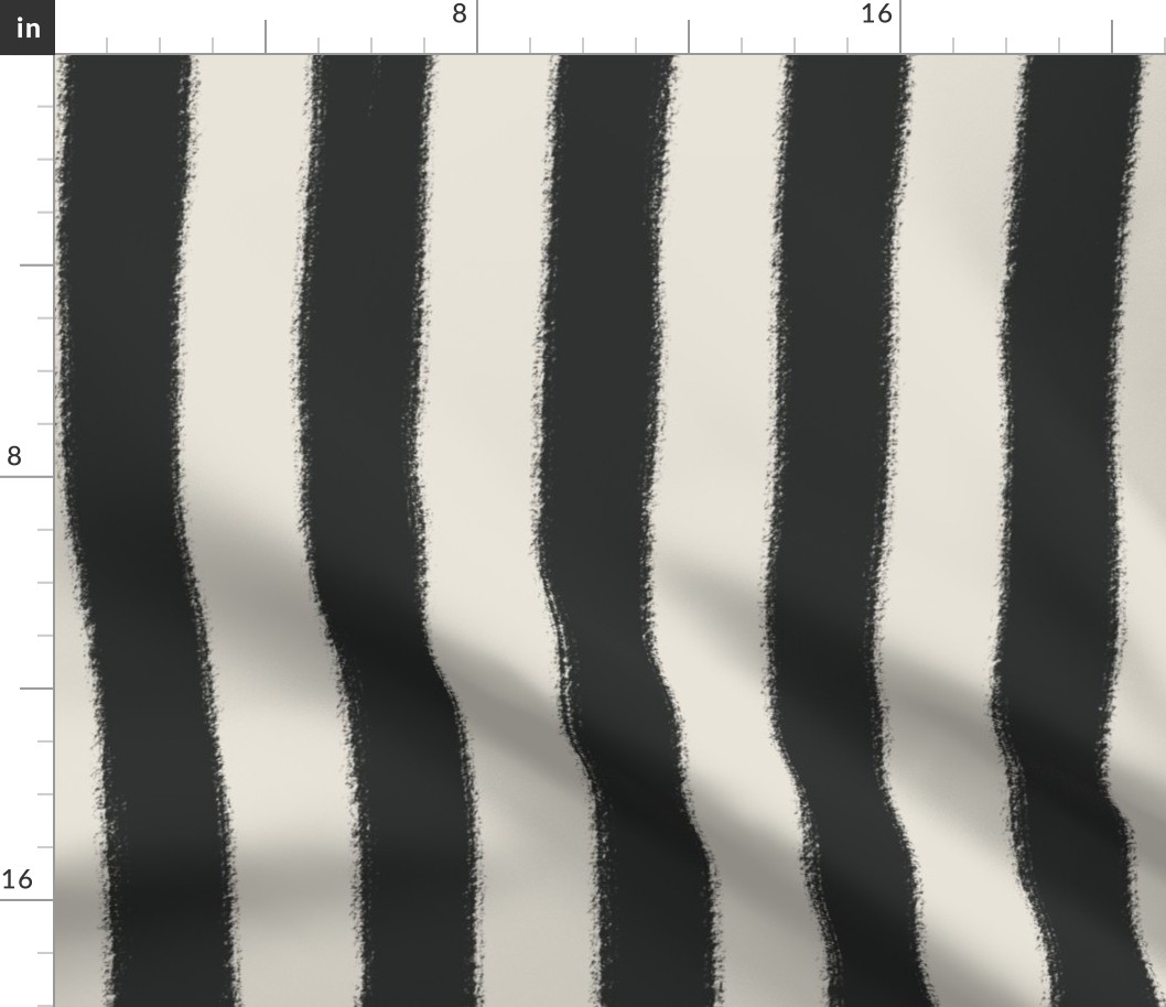 (XL) Earthy Textured Stripes {Dark Charcoal Black and Pearly White Cream} Minimalist Boho Farmhouse, Jumbo Large Scale