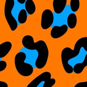 Neon Leopard - Jumbo - Hot Hazard Orange & Bright Luminescent Blue - Florescent Fun
