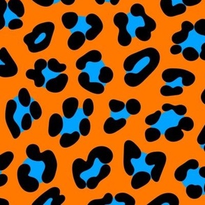 Neon Leopard - Large - Hot Hazard Orange & Bright Luminescent Blue - Florescent Fun