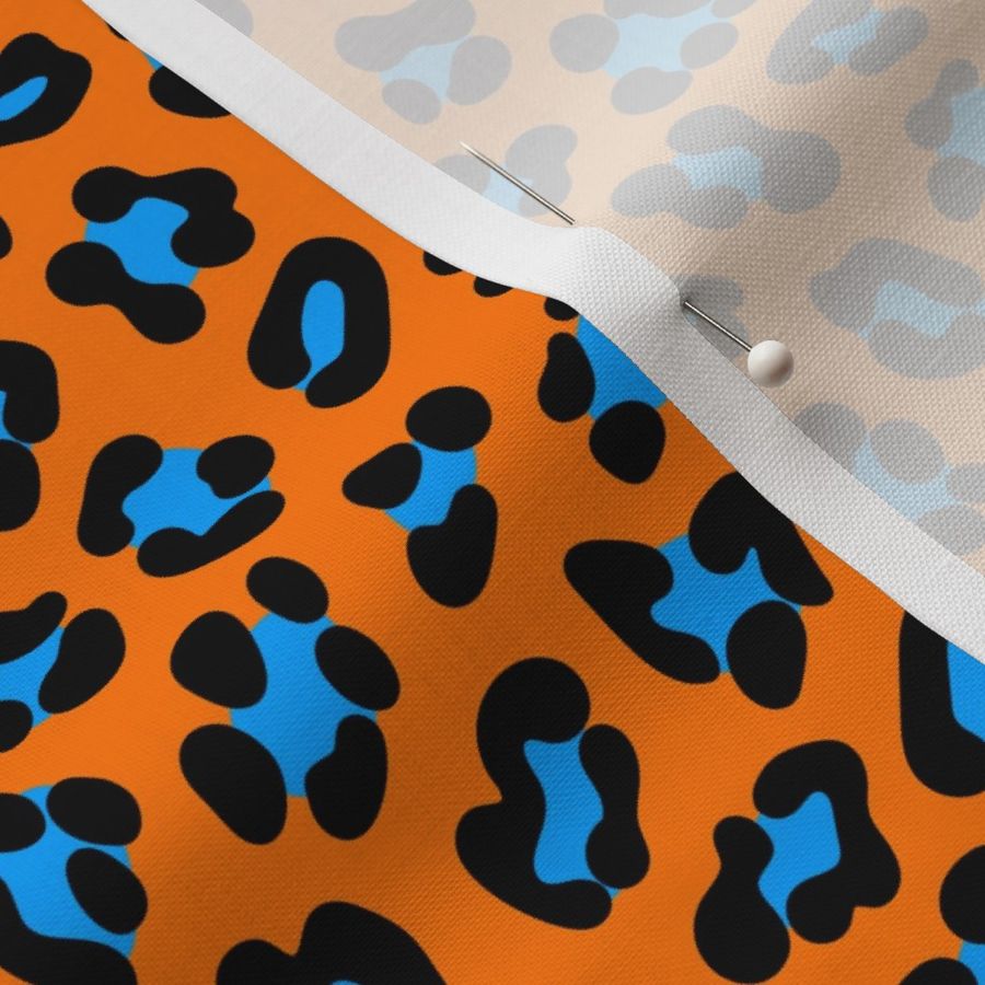 Neon Leopard - Medium - Hot Hazard Orange & Bright Luminescent Blue - Florescent Fun