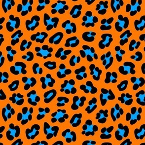 Neon Leopard - Medium - Hot Hazard Orange & Bright Luminescent Blue - Florescent Fun