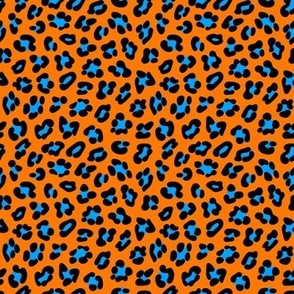 Neon Leopard - Small - Hot Hazard Orange & Bright Luminescent Blue- Florescent Fun