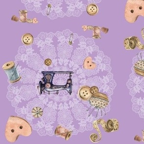 antique sewing & doily-lavender medium