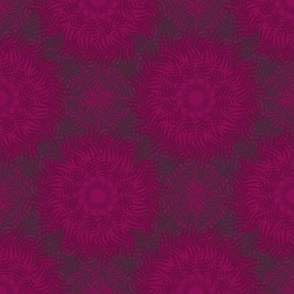 Whirling fronds in plum pink. Large scale