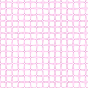 Lattice weave grosgrain ribbon with pearl accents - pink on white  (small)