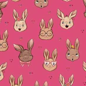 Sweet Bunnies on Bunny Pink