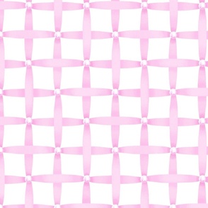 Lattice weave grosgrain ribbon with pearl accents - pink on white (medium)
