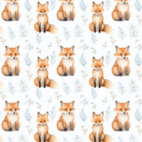 Enchanted Forest Friends - Watercolor Foxes and Foliage Pattern