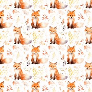 Autumn Whispers - Vibrant Foxes with Fall Leaves Pattern