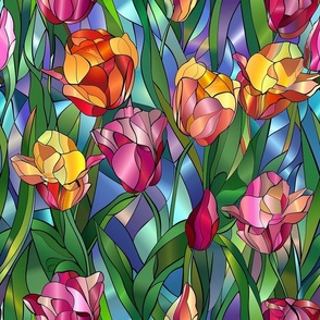 Bigger Stained Glass Tulips