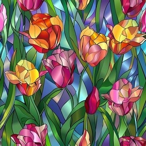 Smaller Stained Glass Tulips