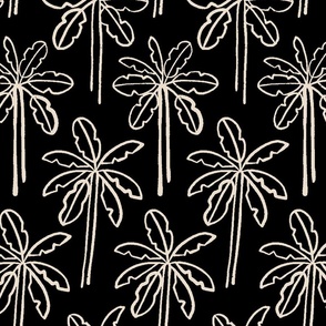 Tropical Palm Trees | Small Scale | Pure Black, Off White