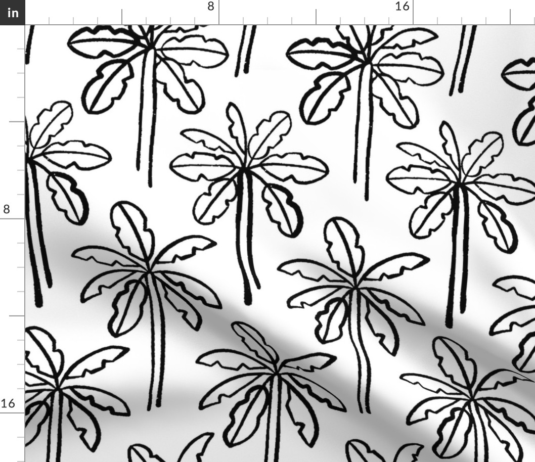 Tropical Palm Trees | Small Scale | Pure White, Rich Black