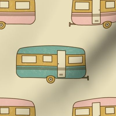 Retro Camper Trailer-Teal and Pink