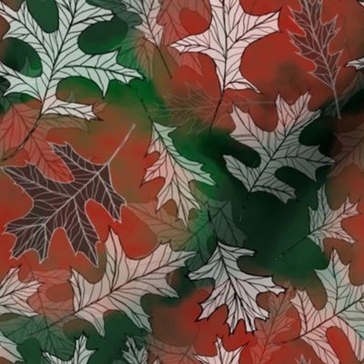 Autumn Leaves in Red Green (Medium)