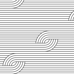 Modern Abstract Loop Line Stripe - Black on White
