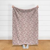 1906 Acanthus and Floral Damask Dusty Rose Pink on White