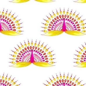 Mandala peacock - yellow and pink