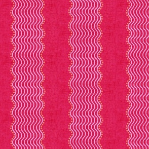 Wavy stripe on red with pink and orange 7”