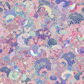   pastel magic wild songbird psychedelic garden floral 18": color rework