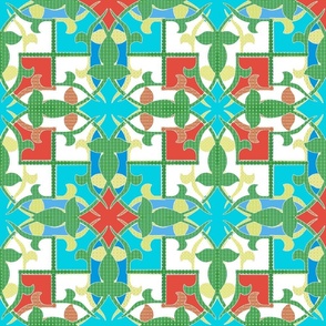 Blue Red and Green Islamic Circle Tile