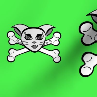 Bangles the Cat Pirate Crossbones [green]